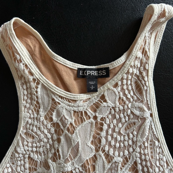 Express Cream Lace Asymmetrical Tank Top - Picture 3 of 6